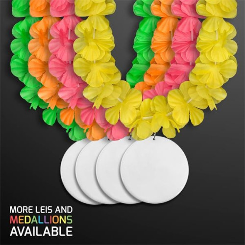 Neon Assorted Hawaiian Leis With Medallion Non Light Up