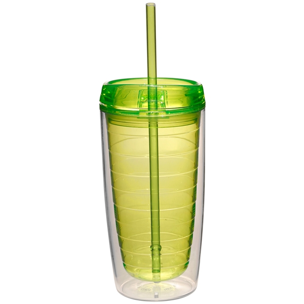 Servette Home 16 Oz Acrylic Tumbler with Lid and Straw - 2 Pack - Honeycomb  Green