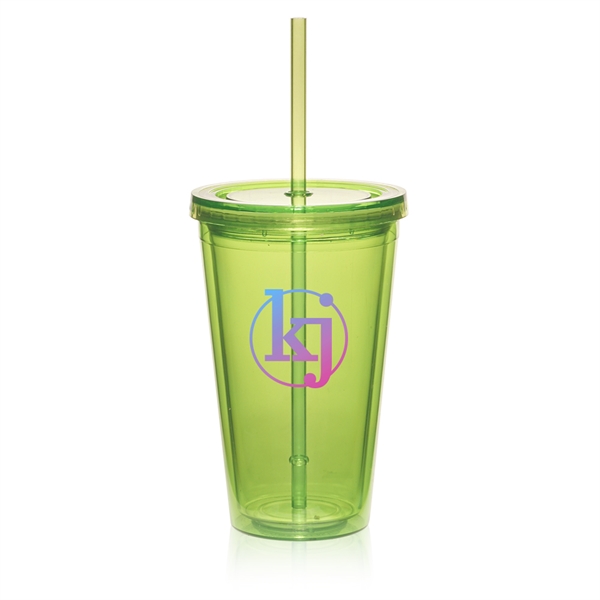 DW5161 16oz Double Wall Acrylic Tumbler with Straw