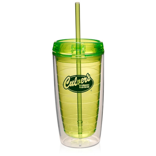 USFP-ACUP 16 Oz. Double Wall Acrylic Cup w/Straw