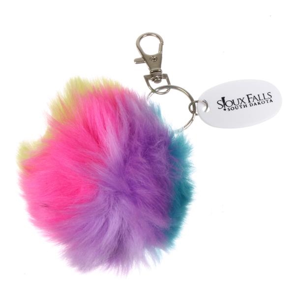 Rainbow Fluffy Pom Pom Keychain Fluffy Yarn Rainbow Gift 