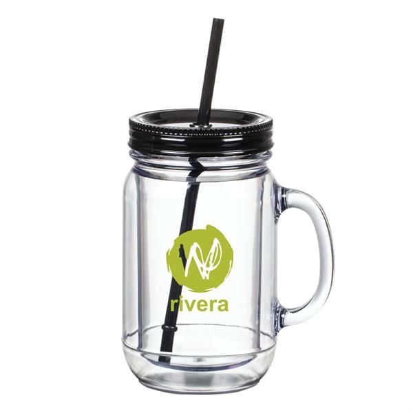 Vaso Mason Jar w/Straw Lid - 18oz