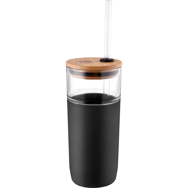 20oz Glass Tumbler Straw Silicone Protective Sleeve Bamboo Single-Wall  Tumbler Protective Sleeve Wood Lid Glass Cup Bottle with Straw 