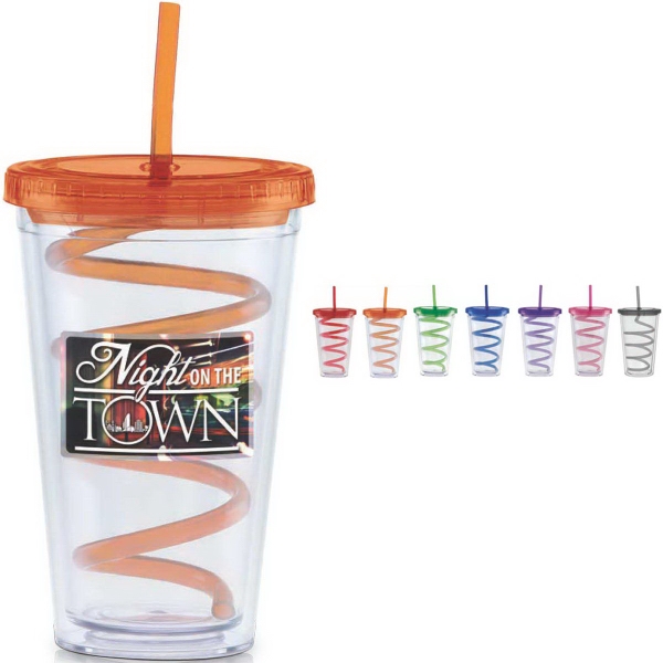 20 oz. Carnival Cup with Curly Straw, Color Lid | Plum Grove