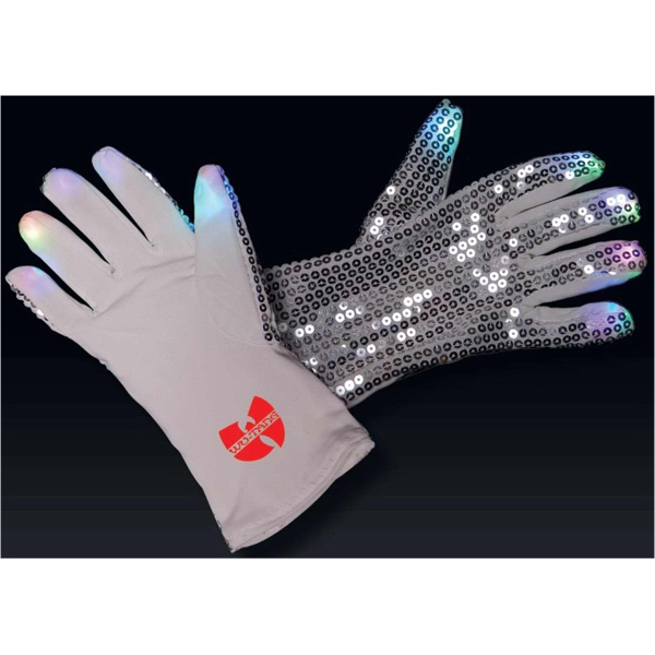 Silver Sequin LED Right-Hand Flashing Raving Glove