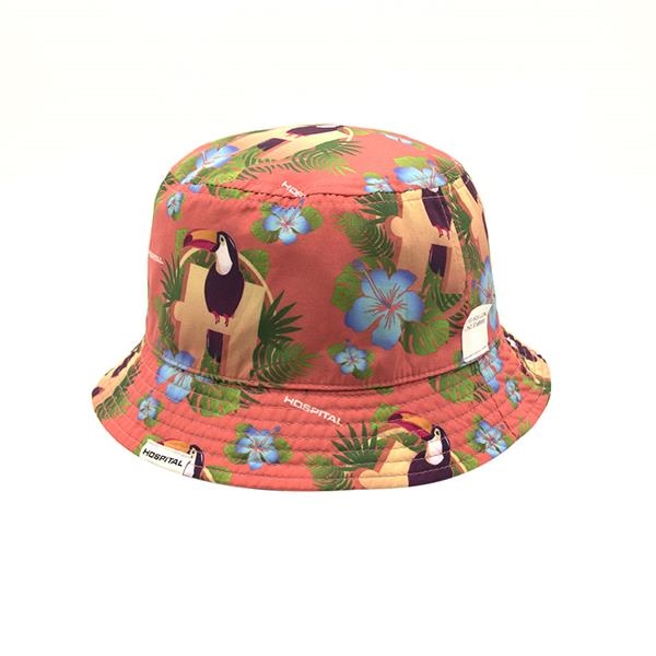 White Multi-Logo Sublimated Design Bucket Hat