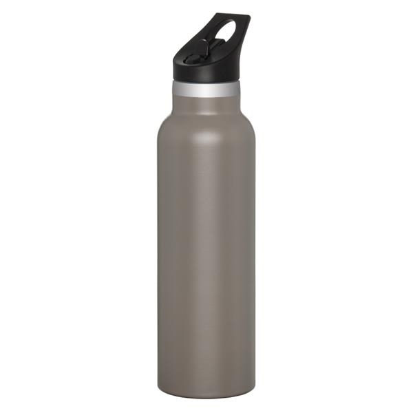 Basics Stainless Steel Insulated Water Bottle with Spout Lid – 30-Ounce, Grey