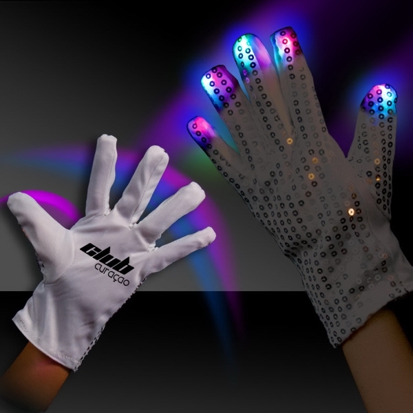 Silver Sequin LED Right-Hand Flashing Raving Glove