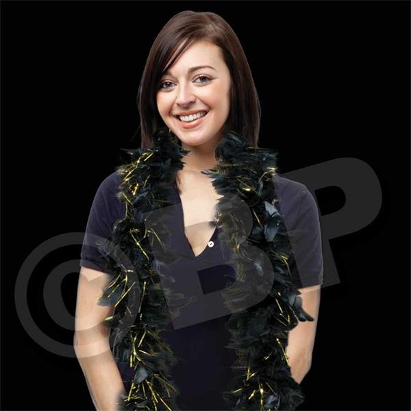 Promotional Customized White Feather Boa with Gold Tinsel