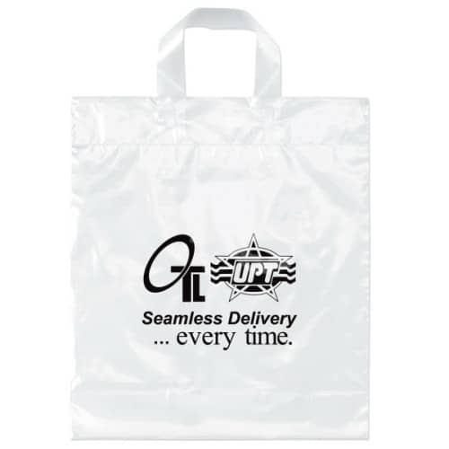 Clear Frosted Soft Loop Plastic Shopper Bag w/Insert (8x4x11) - Flexo  Ink - Display Pros