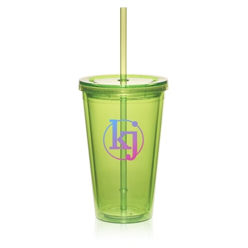 Marketing Double Wall Acrylic Tumblers with Straw (16 Oz., 6.25