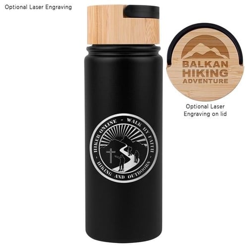 Liberty 20 oz. Garden Walk Safari Cream Insulated Stainless Steel Water Bottle with D-Ring Lid