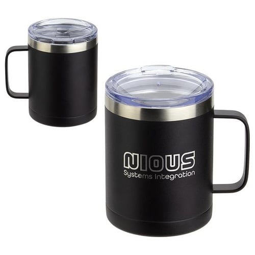 14oz Coffee Mug With Sliding Lid - Powder Coated Black