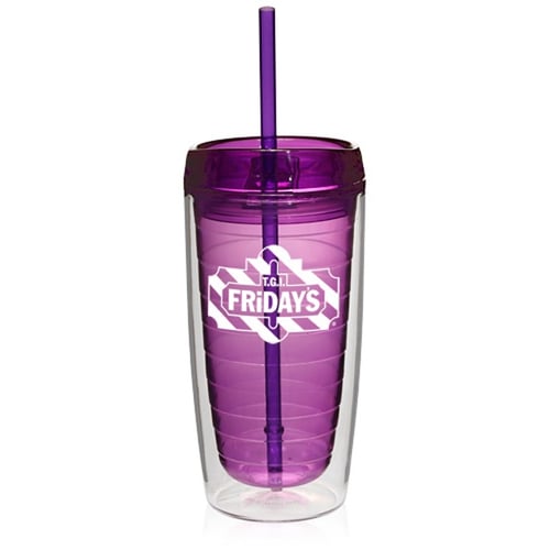 Marketing Double Wall Acrylic Tumblers with Straw (16 Oz., 6.25), Drinkware & Barware