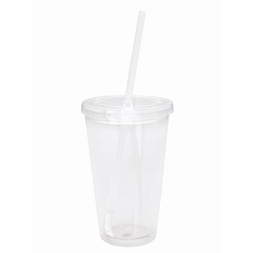 Clear Tumbler with Colored Lid - 18 oz