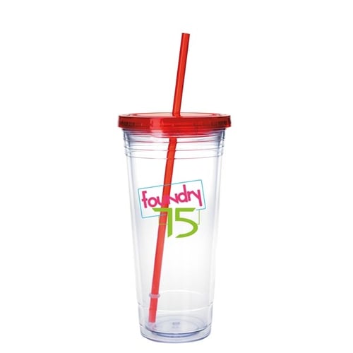 Clear Tumbler with Colored Lid - 24 oz.