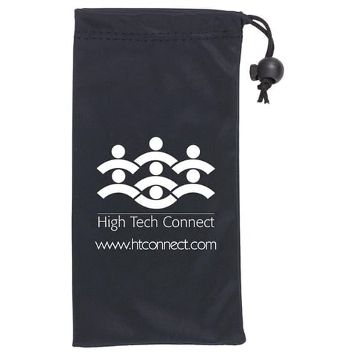 Microfiber pouch with online drawstring