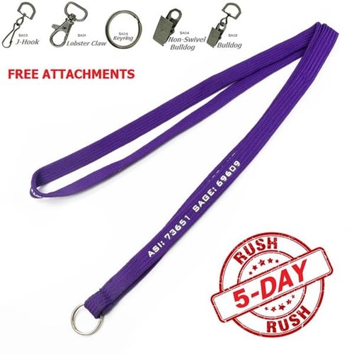 5-Days Rush Tube Lanyards w/ Custom Imprint