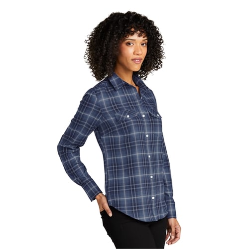 Port Authority Embroidered Women's Long Sleeve Ombre Plaid Shirt -  Queensboro