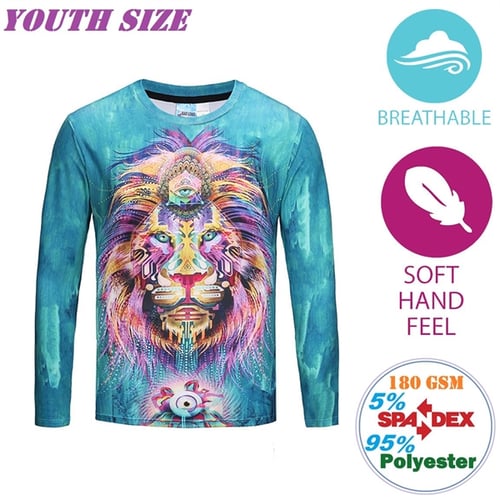 180G Poly-Cotton Sublimated Sporty Youth Long Sleeve T-Shirt