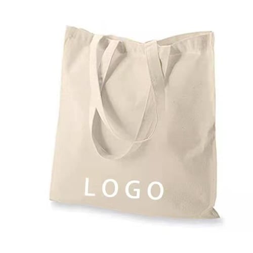 A custom canvas tote bag, shopping bag, and paper bag