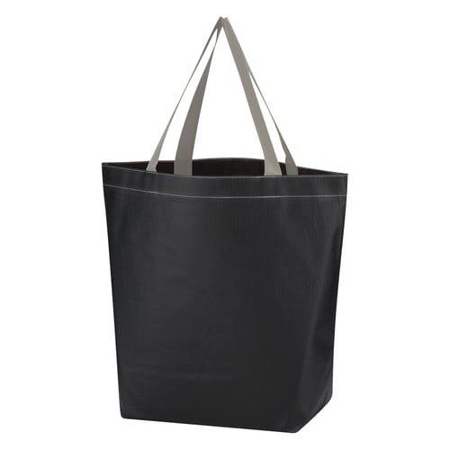 Black Leather-Look Tote Bag