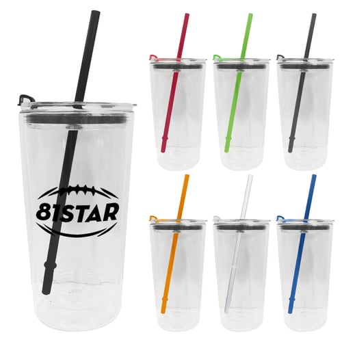 Glass Cups With Lids and Glass Straws 20oz High Borosilicate Glass