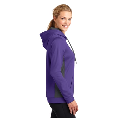 Sport-Tek Ladies Sport-Wick Fleece Colorblock Hooded Pull