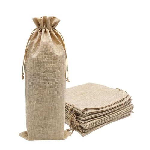 Burlap Wine Bag