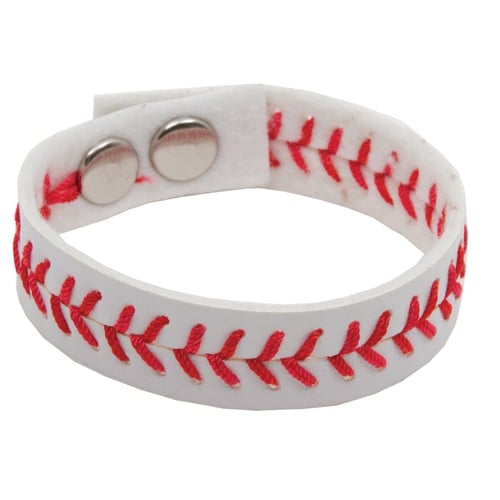 BASEBALL LEATHER SNAP BRACELET - BLANK