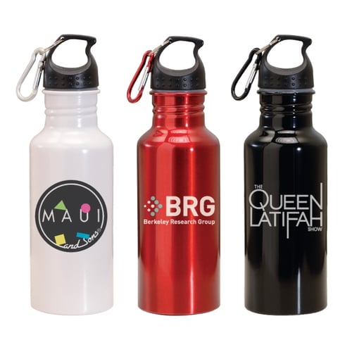 Aluminum Custom Water Bottle w/ Carabiner - 20 oz.