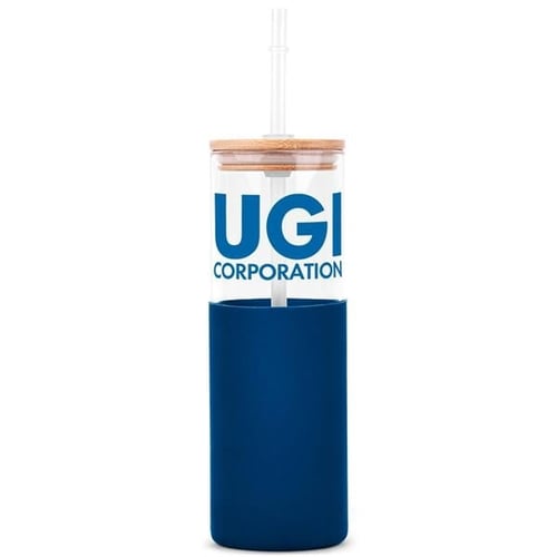 Personalized Glass Tumbler W/ Silicone Sleeve and Bamboo Straw 