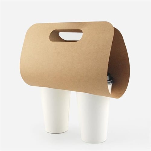 Customized Disposable Kraft Tea Coffee Carrier Paper Cup Holder