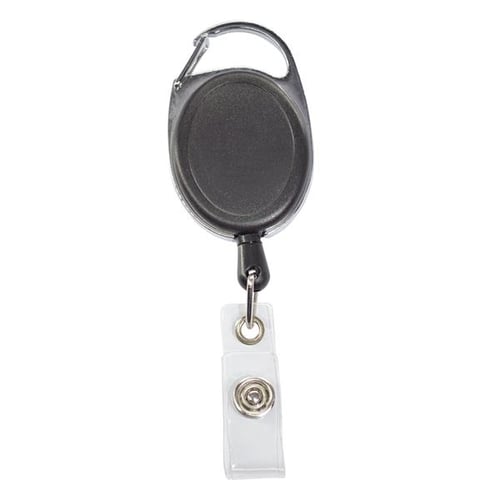 Promotional Customized Front Concave Surface Oval Carabiner Badge Reel w/ Plain Bac