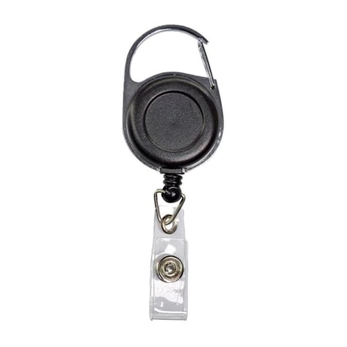 Promotional Round Retractable Badge Holder with Carabiner and Pen