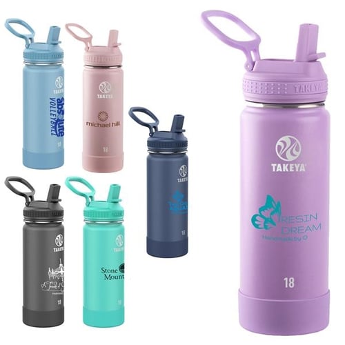 Takeya 24oz Actives Insulated Stainless Steel Water Bottle with Straw Lid -  White