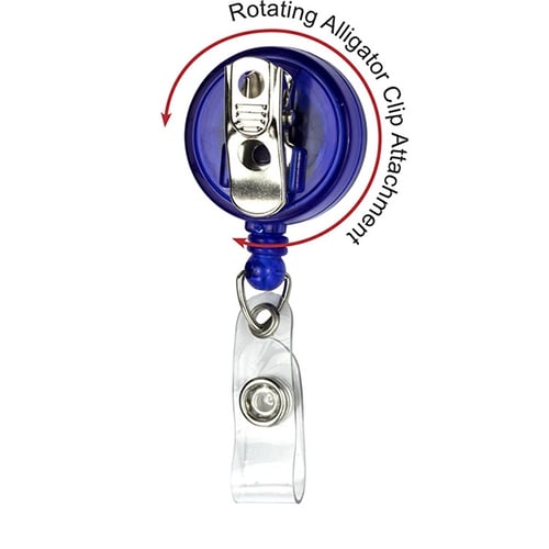  Metal Retractable Badge Holder - Alligator Clip - Round -  Label 130180-RD-L