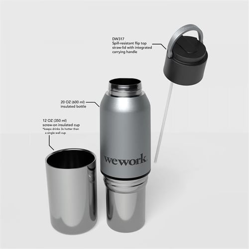 Switch-hitter 2-in-1 600 ml 20 oz stainless steel bottle with 350
