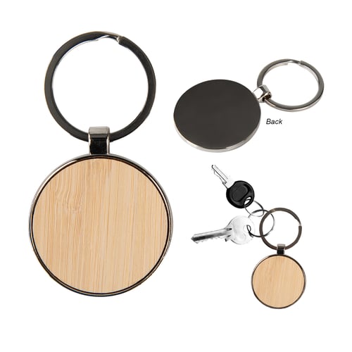 Round Bamboo Keychain