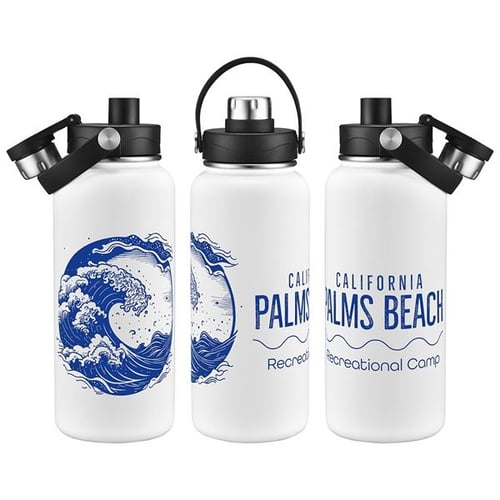 Custom Bresso Vacuum Insulated Bottles with Twist Top Spout (34 Oz.), Water  Bottles