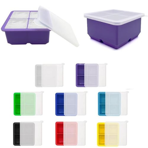 Food-grade Silicone Ice Cube Tray with Lid and Storage Bin for