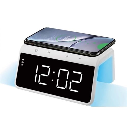 Digital Alarm Clock With Wireless Charging Cream/black - Hearth