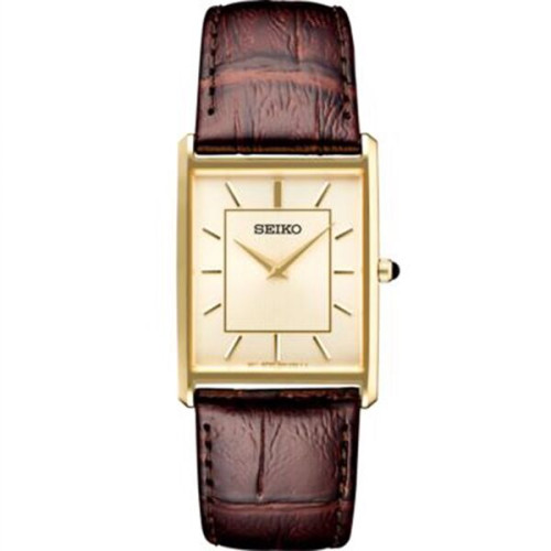 Seiko Mens Essential Rectangle Champagne Dial EverythingBranded USA