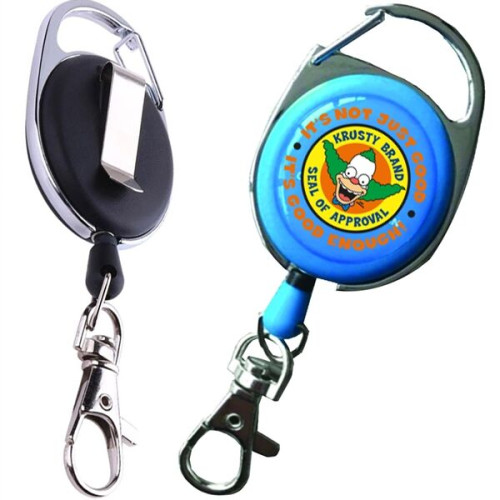 Chrome Carabiner badge reel w/ belt clip back