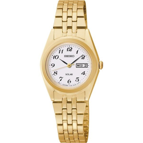 Seiko Ladies Solar Gold Case White Dial EverythingBranded USA