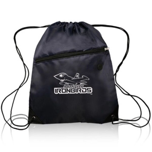 Drawstring Sports Bag w/ Zipper & Earphone Slot (13.5x18)