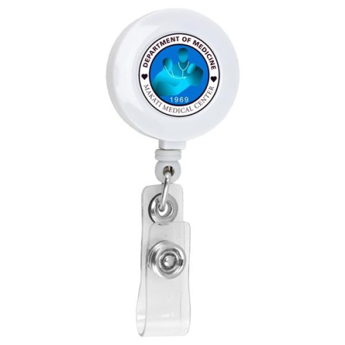 Promotional 30 in. Cord Square Retractable Badge Reel with Metal Rotating Alligator  Clip