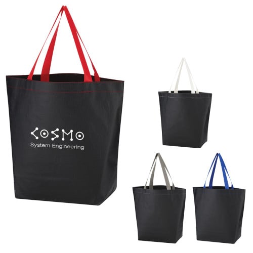 Leather look shop tote bag