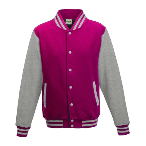 Youth 80/20 Heavyweight Letterman Jacket - Fire Rd/Hth Gry/XS